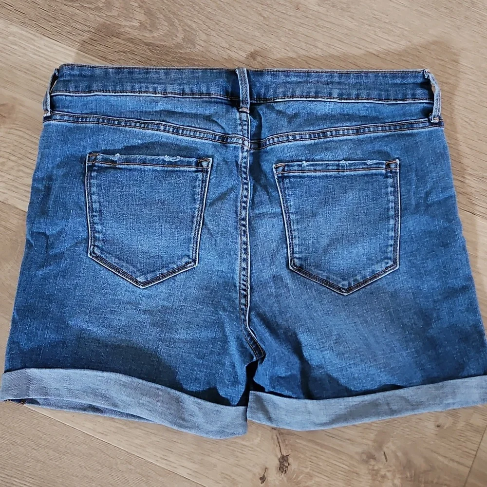 Old Navy button fly High Rise Blue Denim Shorts 10 - Picture 2 of 4